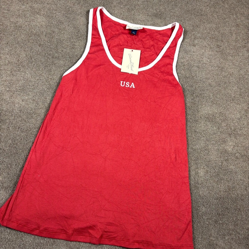 Universal Thread Tank Top Womens XL Red Ribbed USA Logo Scoop Neck Summer Wear